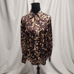 Industry Republic Clothing Leopard Print Satin Blouse – Size Small – NWT